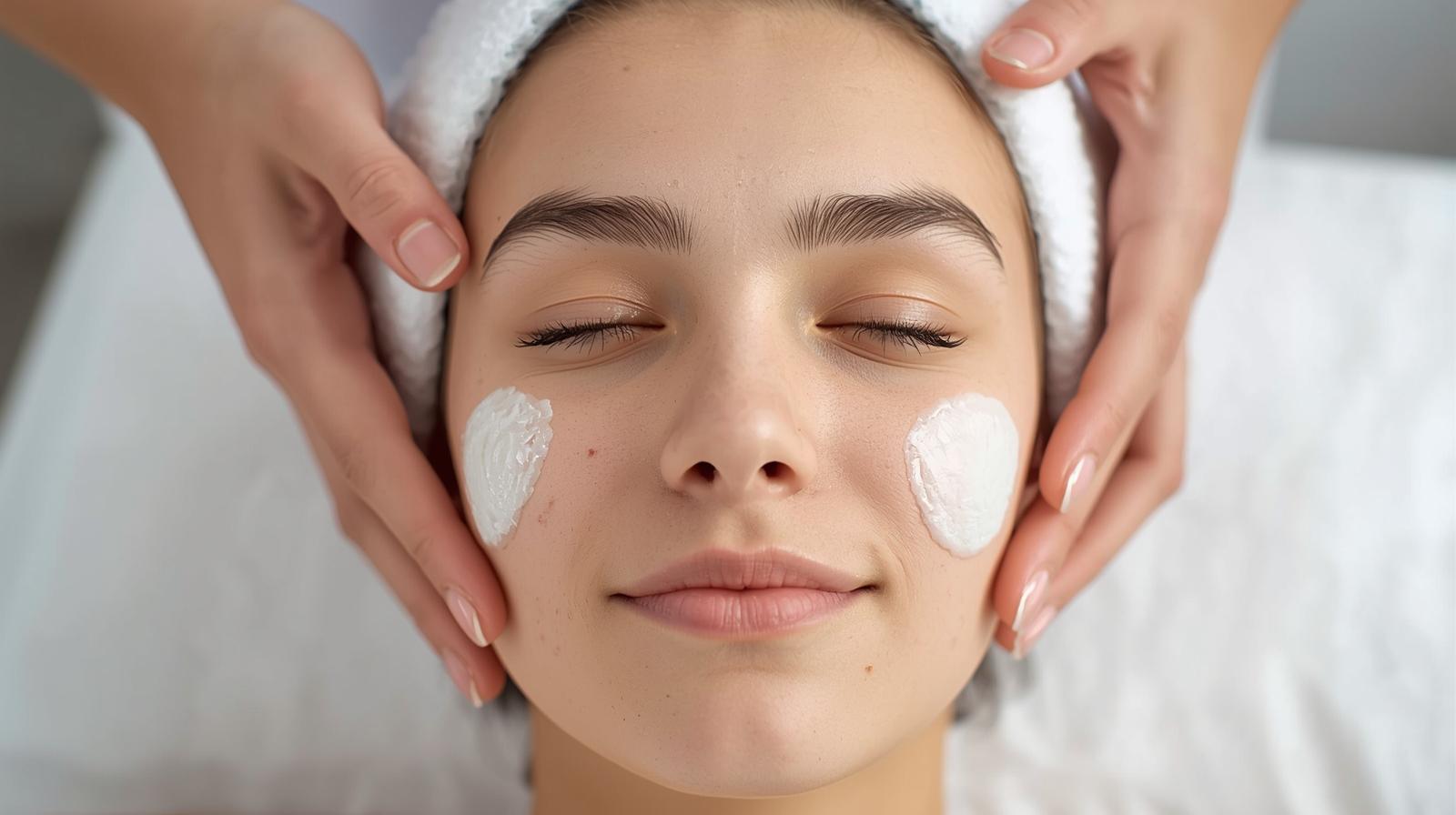 Tini arctisztító kezelés gyengéd kozmetikai ápolással